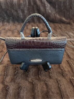 Brighton Black & Brown Leather Organizer Wallet Crossbody